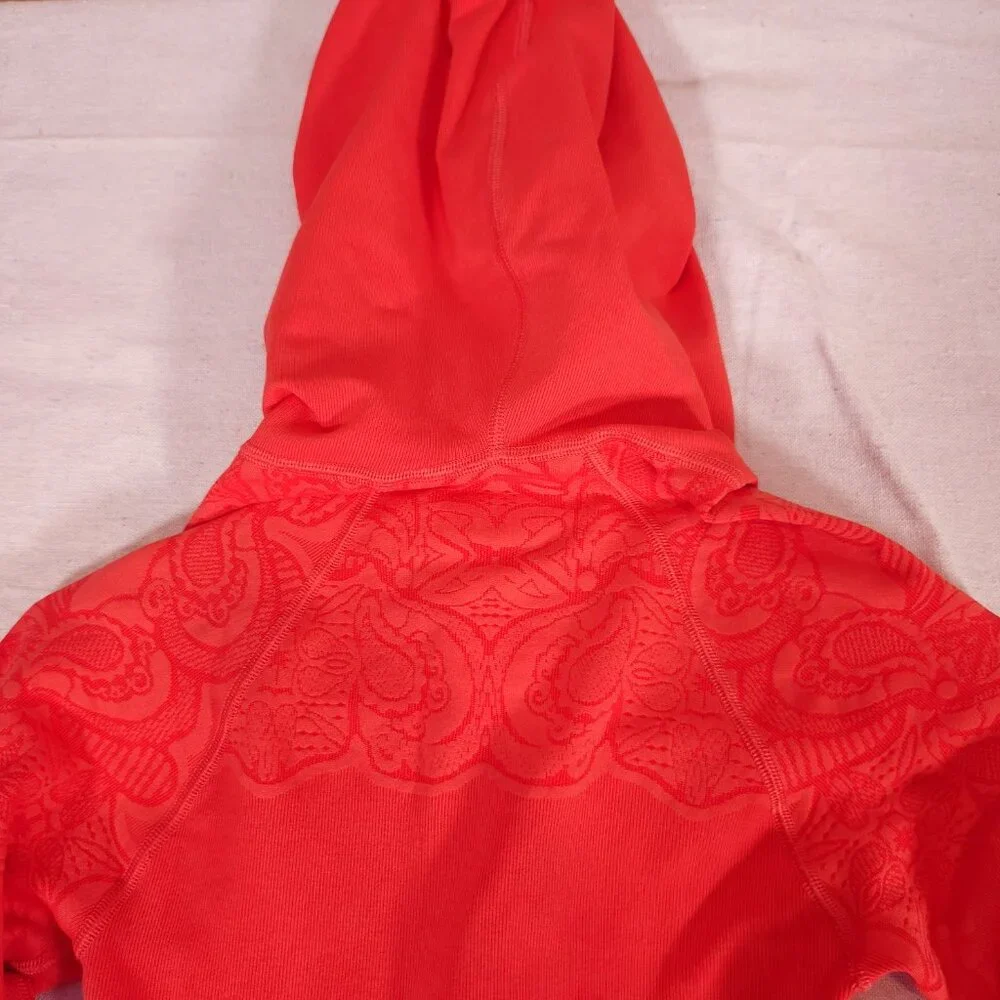 Athleta Twist Half Zip Hoodie Womens XS Orange Thumbholes Athleisure Pullover - Picture 11 of 13